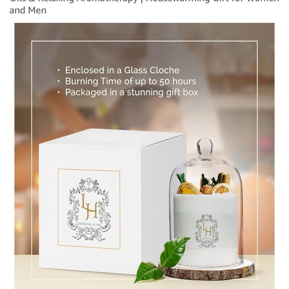 White Scented Candle with Glass Cloche - Picture 3 of 7